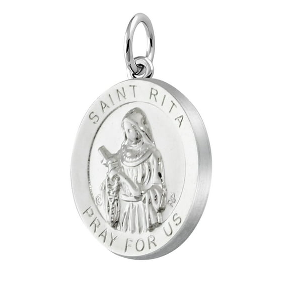 US Jewels and Gems Ladies 0.925 Sterling Silver Saint Anthony Round Polished Pendant Necklace 18.5mm 